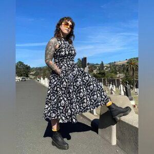 Nooworks XL Dahlia Midi Dress by While Odin Sleeps, black and white